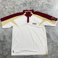 Florida State Seminoles Polo Shirt Mens Large White Garnet Nike Dri Fit NCAA