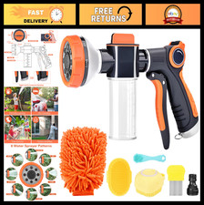 8-Way Spray Dog Washing Hose Nozzle with Soap Dispenser Bath Brush Set