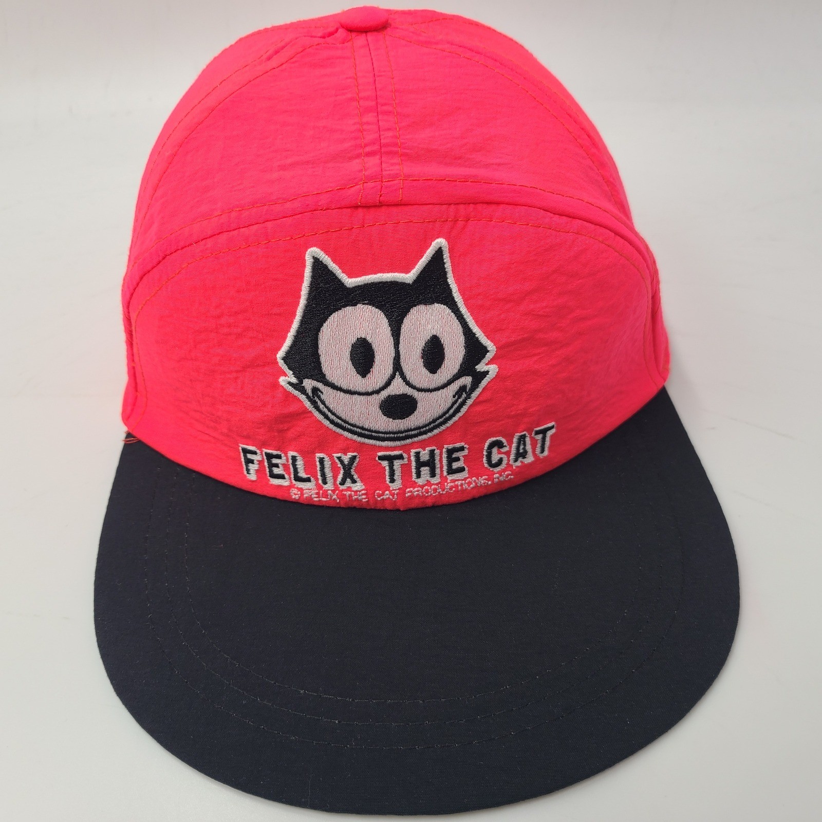 Vintage Felix The Cat Hat Adjustable (Fits Small) Pink Black Nylon Cartoon Promo