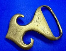 Swirl Hook Paisley Solid Brass Hippy Vibe Duncan Laurie Vintage 70's Belt Buckle