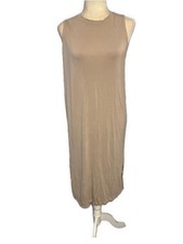 h&m solid beige crew neck tank midi dress Shirt Dress viscose Medium