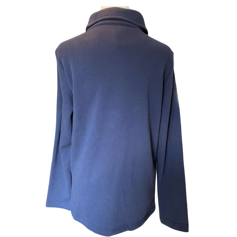 NWT BRECKENRIDGE Holiday Jacket Small Full Zip Birds Snowflake Pockets Navy Blue - Image 3 of 4