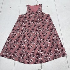 Miami Dress Womens M Pink Floral Sleeveless Round Neck Swing Short Lined Chiffon