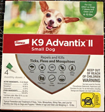 K9 Advantix II Flea Tick Prevention for Small Dog 4-10 lbs - 4 Monthly Doses