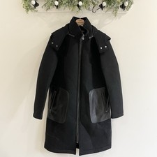 Cole Haan Grand Neoprene Bonded Wool Coat Jacket Black Womens Size 4