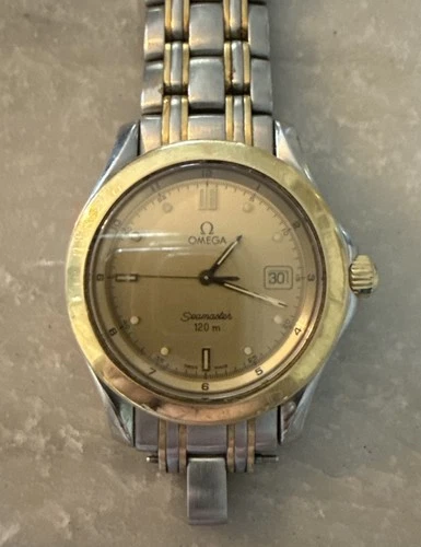 OMEGA Seamaster 120m 1501/823 18K Gold Quartz Men's Watch FOR PARTS Or REPAIR