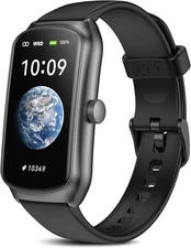 AMOLED Fitness Tracker Watch with 24/7 fits 5.5-7.87 inch wrist, Matte Black 