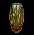 Vintage Rudolf Schrotter Rosice 914 Sklo Union Two Tone Amber Green Lens Vase