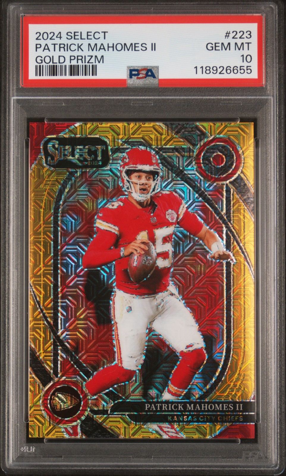 2024 PANINI SELECT GOLD PRIZM #223 PATRICK MAHOMES II 8/10 PSA 10