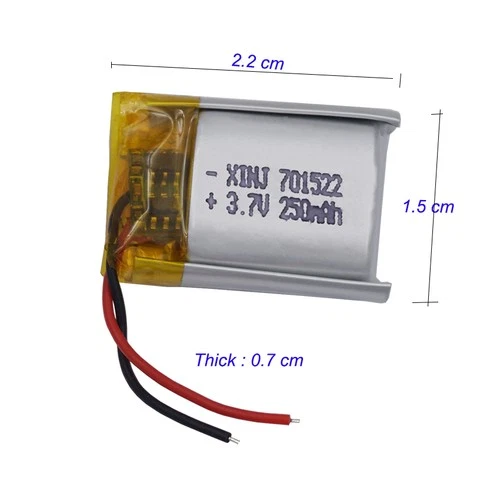 2pcs 3.7v 250 mah Polymer Li Battery 701522 For GPS Bluetooth Headset Mp3 Mp4