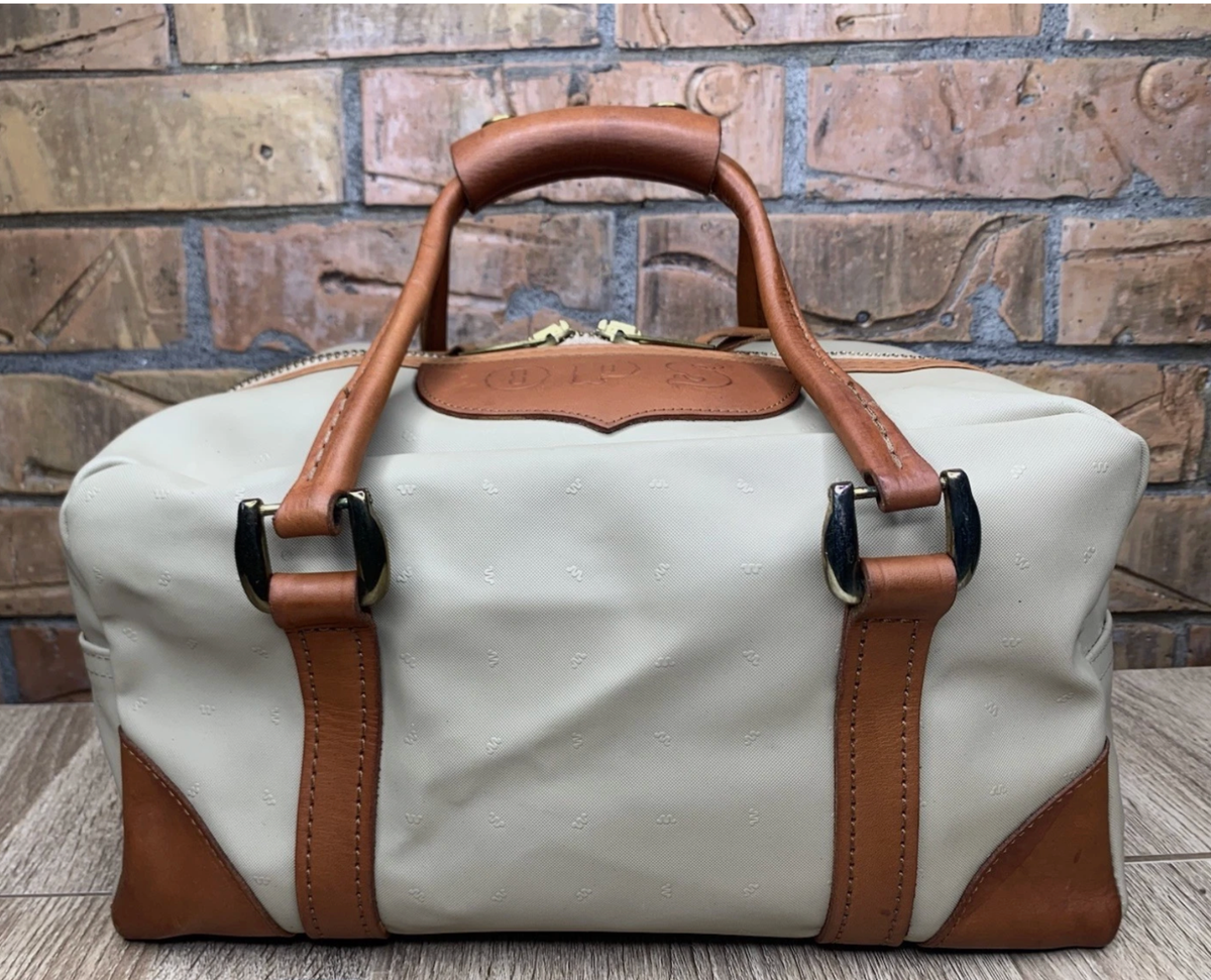 King Ranch Weekender Carry On Travel Bag Tan Leather Trim Handles