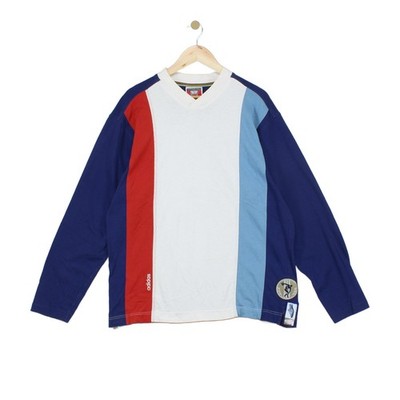 Vintage Adidas Olympia T-Shirt Herren Gr. XL Blau Langarm