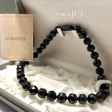  Guarantee card and box included Victorian Jet necklace with cut design