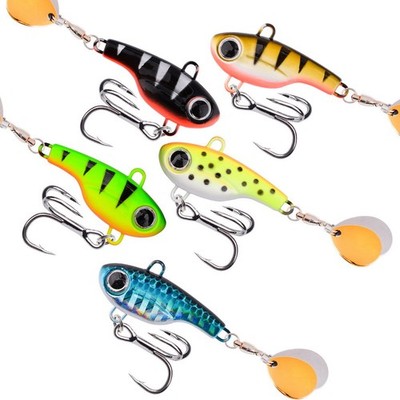 5pcs Spinner Bait Metal VIB Fishing Lure Rotating Tail Vibration Sequins Wobbler