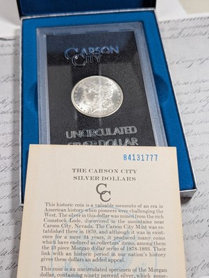 1884-CC Morgan Dollar GSA w/ Box and CofA Cool Carson City Nice! #EAE6