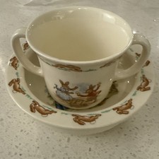 Vintage Bunnykins Royal Doulton Bone China Child's Bowl And Cup Set