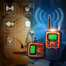 Long Range 100 mile Walkie Talkie Two Way Radio Charge Headset Waterproof 2 PCS