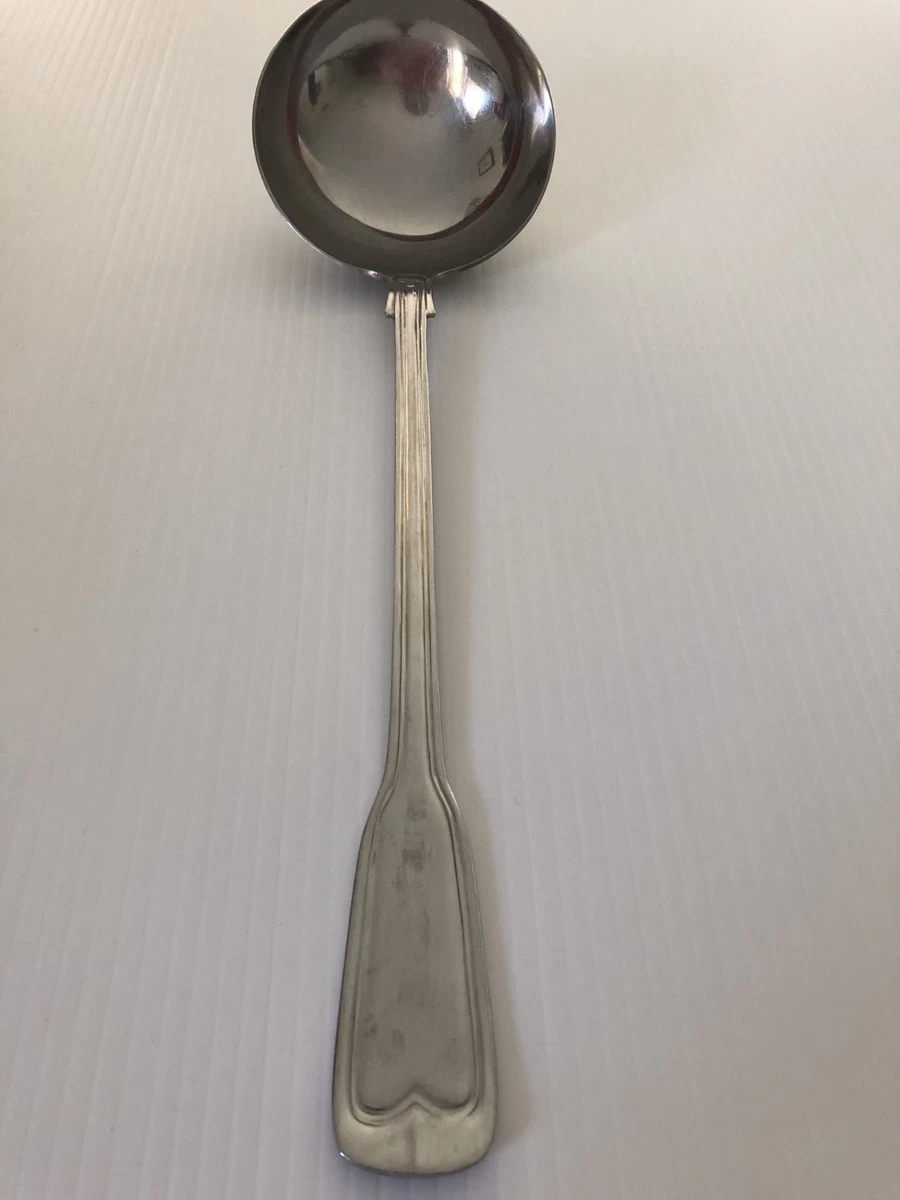 Antique Silver Ladle Spoon Fiddle Pattern Handle Stainless Steel Stamped 31cm