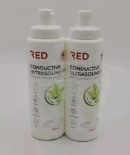 Lot Of 2 RED Conductive Ultrasonic GEL, Baby Doppler,Cavitation 2 x 250ml