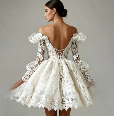 short wedding dresses vintage lace Rustic Short Vintage Lace V neck Tea Length Country Style Wedding Dress