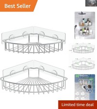 Maximize Space with 2-Pack Waterproof Wall-Mounted Shower Cady - Silver Finish