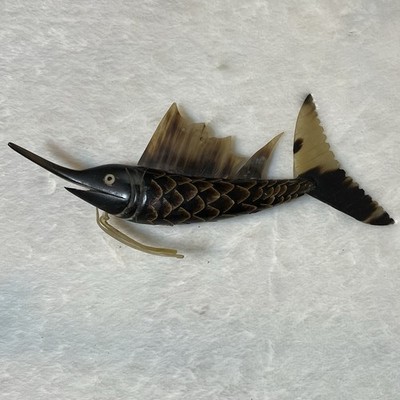 Vintage Wood Carved Marlin Swordfish Sailfish Figurine Statue