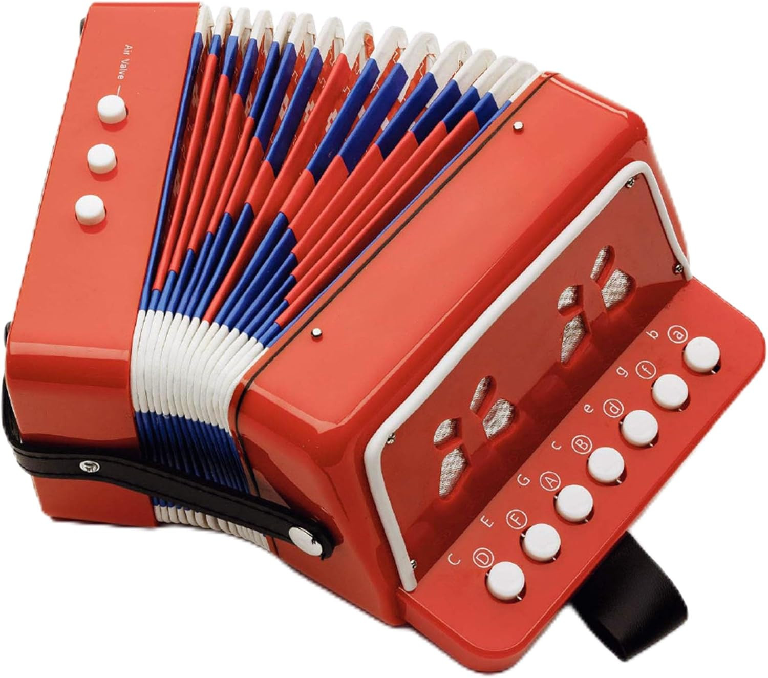 Hey Play Kids Accordion - 10 Key Beginner Instrument with Song Sheet - Red