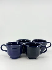 Set of 4 Fiesta Ware Homer Laughlin HLC Cobalt Blue Coffee Teacups Mugs USA Made