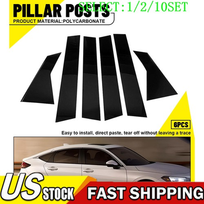 #ad 6x Black Window Glossy Pillar Posts Cover Trim For Honda Civic Sedan 2022 1 10X $134.99