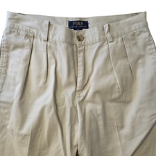 Polo Ralph Lauren Classic Chino Boys 16 Khaki Pleated Cotton Twill Pants Beige