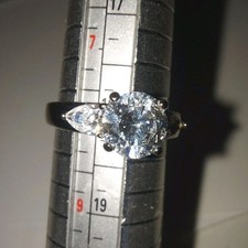 925 Sterling Silver Engagement Ring Round Cz Stone Triangle Side Stones Sz8 GUC