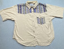VTG Southwestern Aztec Button Down Shirt Men  s Sz XL Cowboy Pockets Distressed