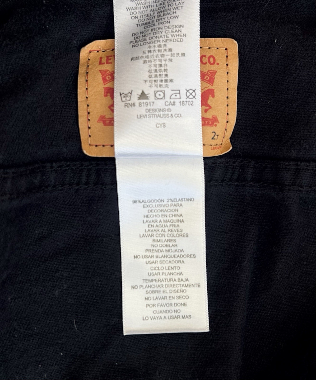 Levi's Toddler Sz 2T Denim Jacket Black  Boys Girls thumbnail 5