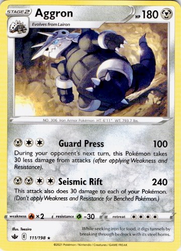 Aggron 111/198 Rare Chilling Reign Pokemon Lightly Played