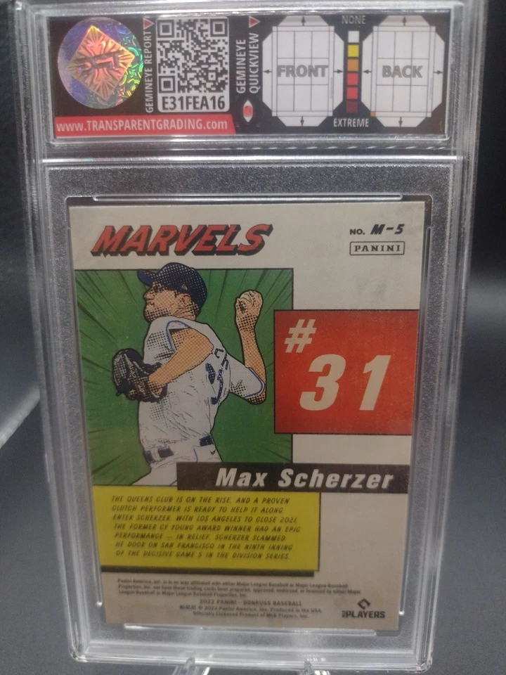 Panini Donruss Marvels Max Scherzer 2022 TPG 10 Foto 2 de 2