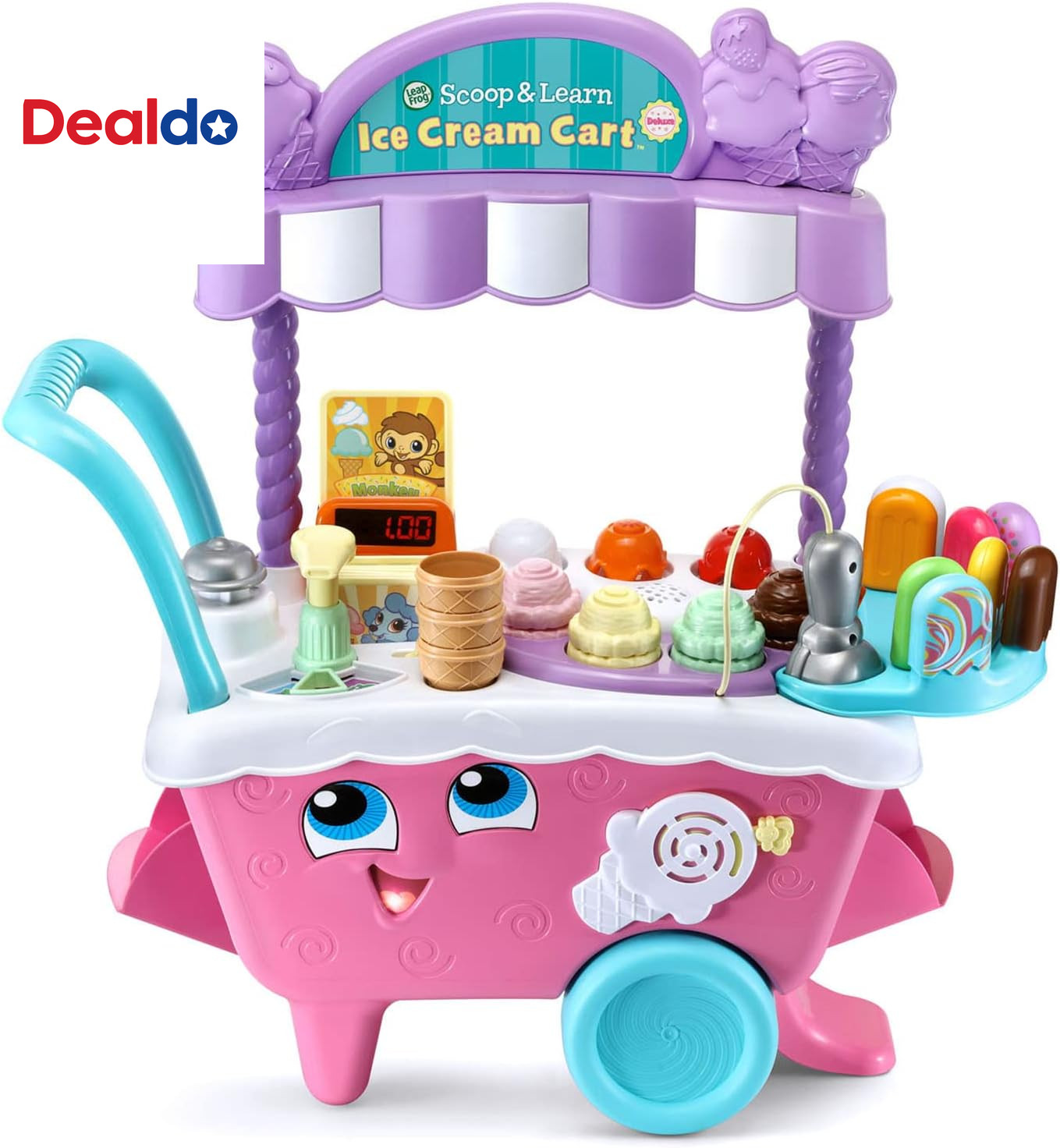 Carro de helados Scoop and Learn Deluxe (embalaje sin frustraciones), rosa