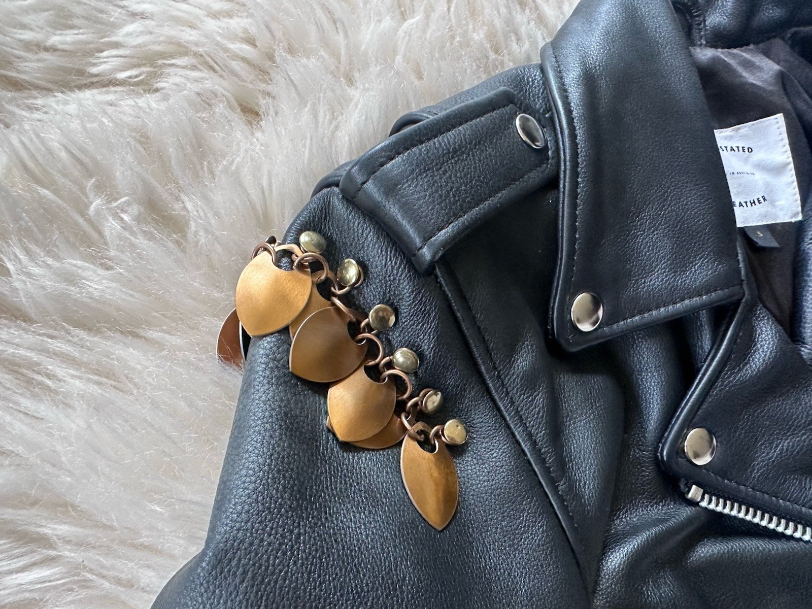 Understated Leather black custom Jacket Size Small - image 5