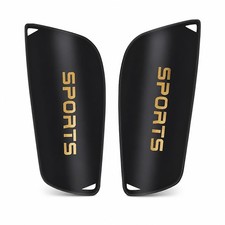 Kids Shin Pads 2 Pack, Football Guards Boys Girls, Black, Age M, Black