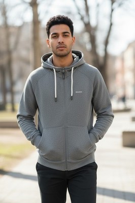 Men s Boys Plain Full Zip Hoodies Cotton Sweatshirts Fleece Winter Tops 3S