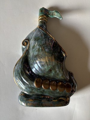 Larsen Cognac Invincible Viking Ship Collectible Liquor Bottle  12 3/4'' H