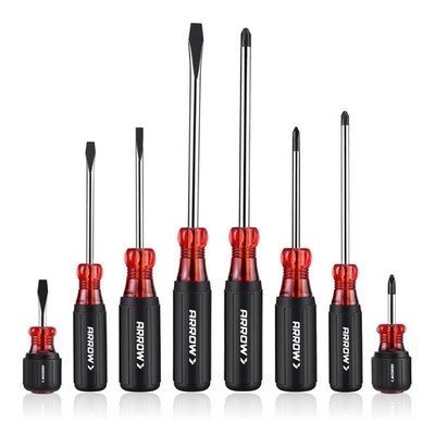 ARROW 8 PCS Magnetic Screwdriver Set, Professional S2 Steel Screw Driver Red 