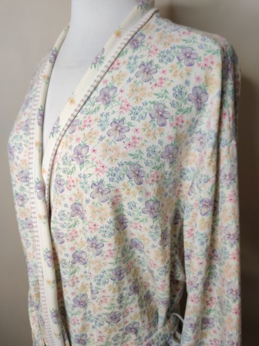 Carole Hochman Floral Robe Size Large 100% Cotton Belted Pockets - Picture 7 of 9