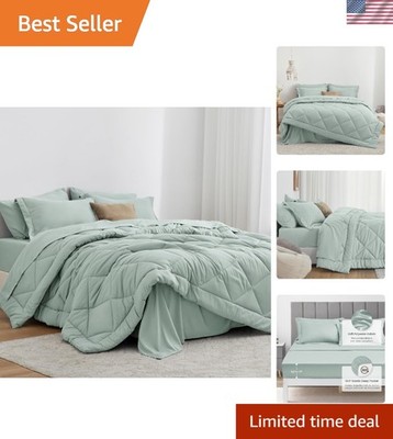 Modern Aqua 7-Piece Comforter Set - Soft Full Bedding for -Round Comfort