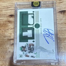 2022 Panini Encased Breece Hall Jets on card Autograph Patch Rookie Emerald /5