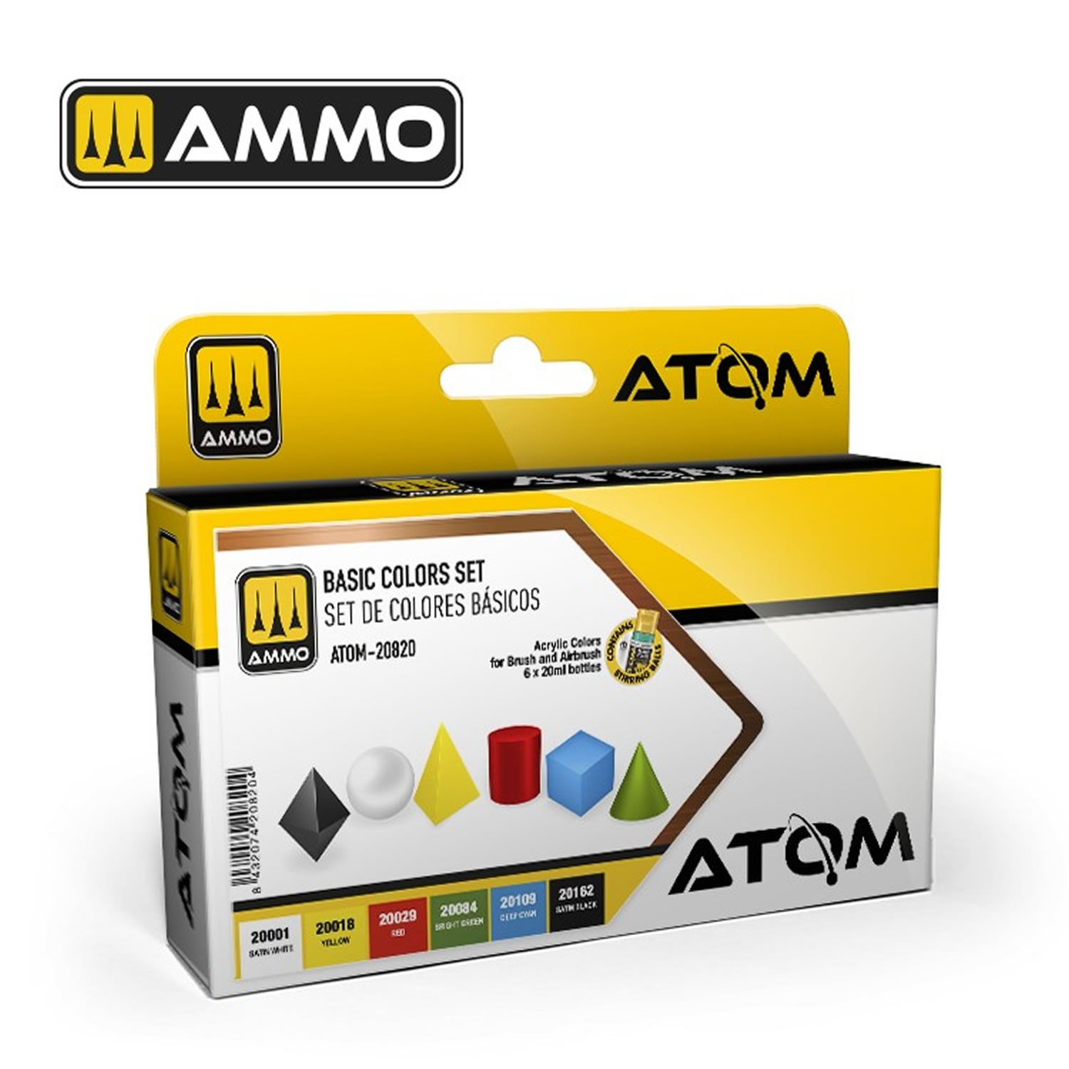 ATOM Basic Colors 6 20ml jars set AMMO by Mig Jimenez ATOM-20820