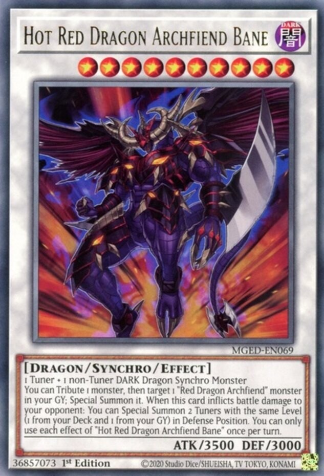 Hot Red Dragon Archfiend Bane MGED-EN069 1st Ed Rare Near Mint