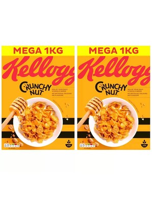 Kellogg's Crunchy Nut Sugar & Honey Golden Cornflake Frühstück Müsli Pack 2x1kg