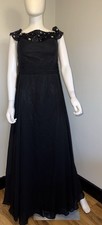 Abito da sera lungo foderato nero leggero nella scatola senza maniche - Taglia 14 - NUOVO