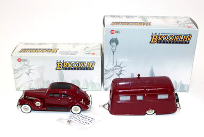 Brooklin 100 1935 Pierce Arrow Coupe w/ 80a 1937 Travelodge Trailer Maroon MIB