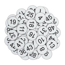 Plastic Number Tags Engraved Numbered Tags Without Hole 1-50, White 1-50
